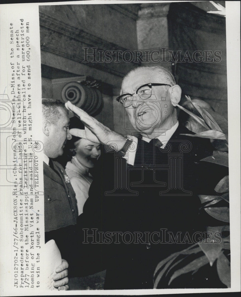 1966 Press Photo John Stennis, Chairman of Senate Preparedness Subcommittee - Historic Images