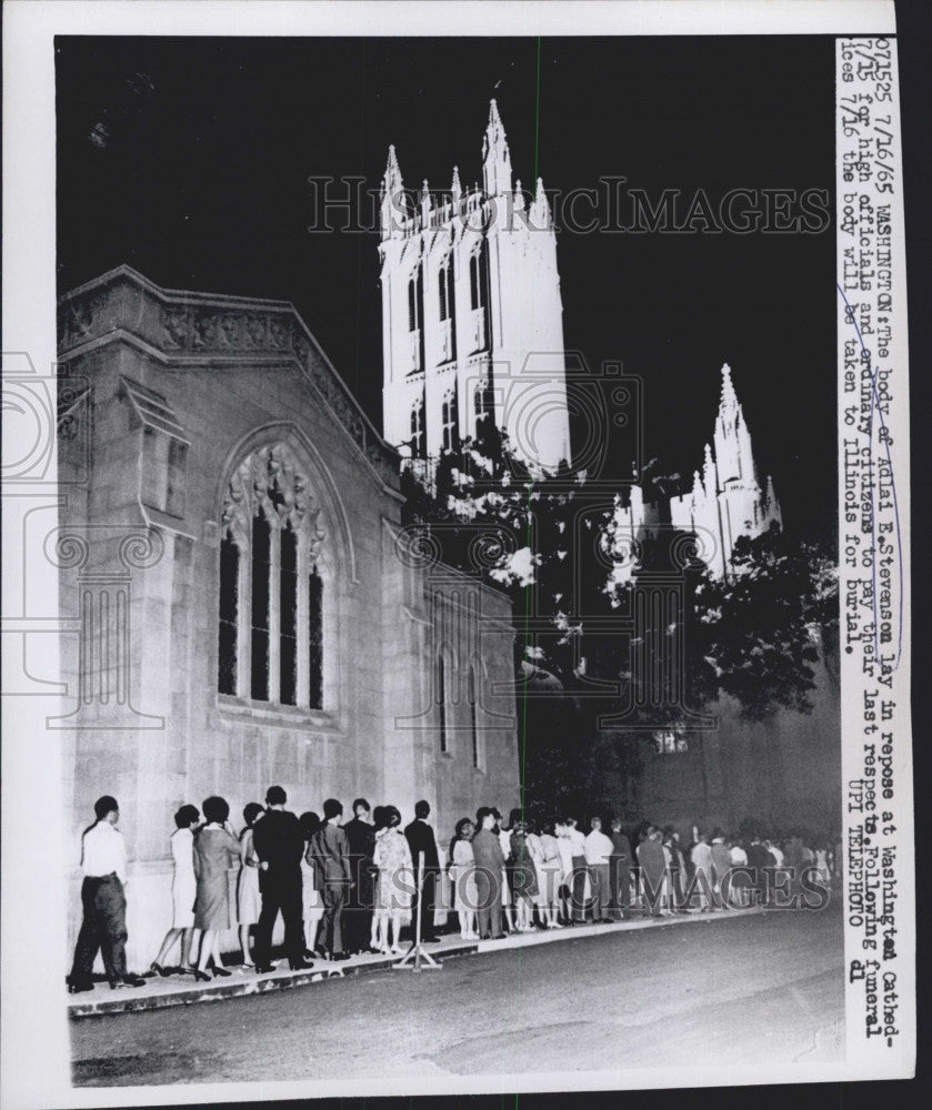 1965 Press Photo Adlai Stevenson Funeral Washington National Cathedral - Historic Images