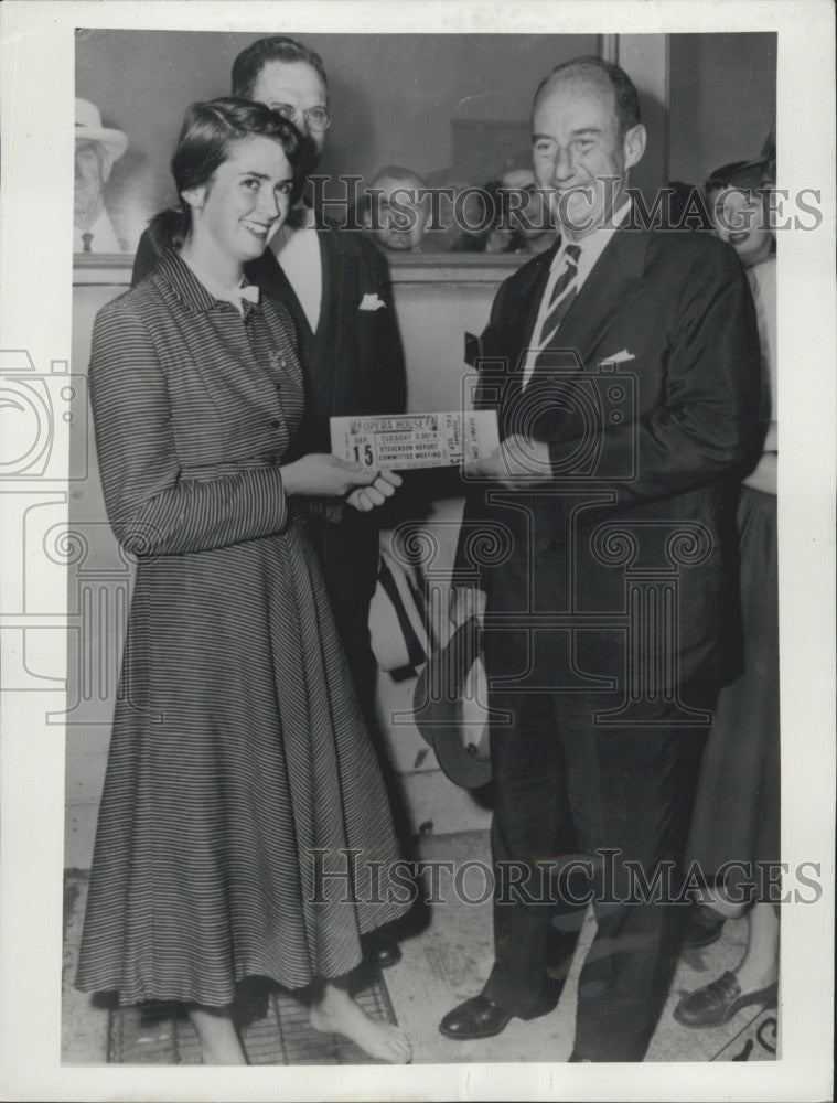 1953 Press Photo Adlai Stevenson, Democratic Pres candidate &amp; C Allen - Historic Images