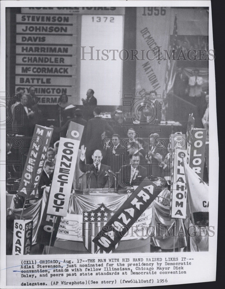 1956 Press Photo Adlai Stevenson, Democratic Pres candidate - Historic Images