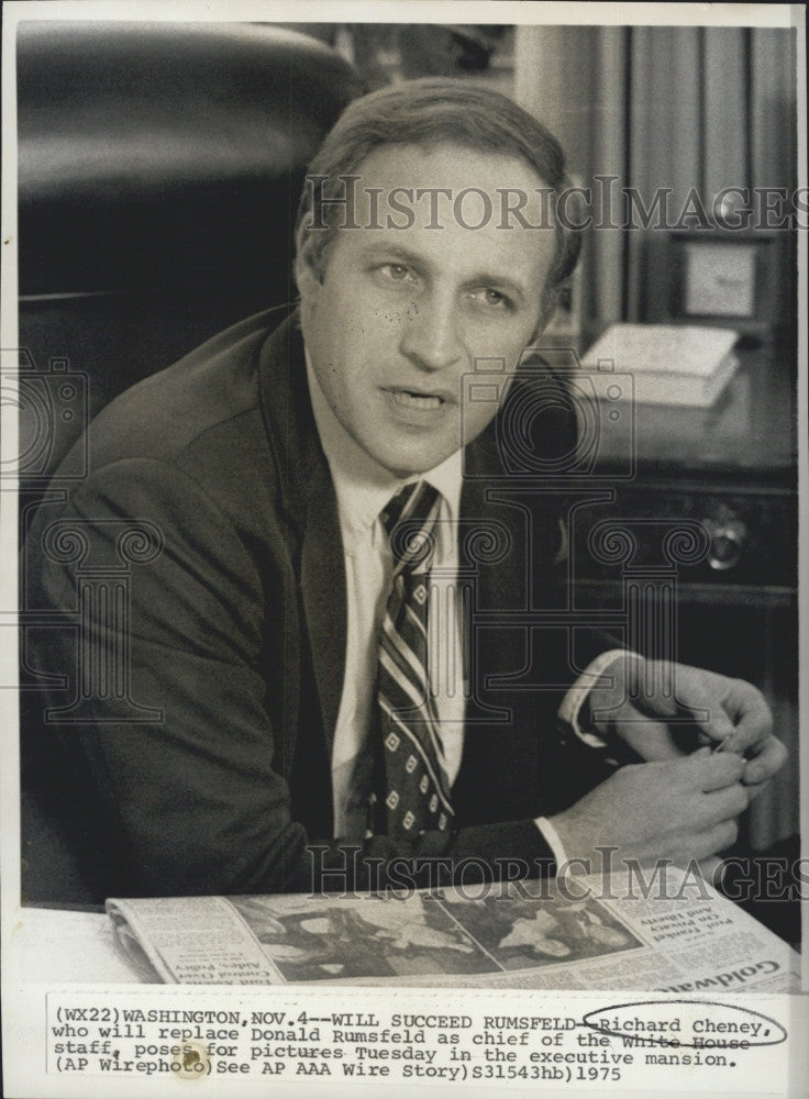 1975 Press Photo Richard Cheney, Chief of the White House Staff - Historic Images