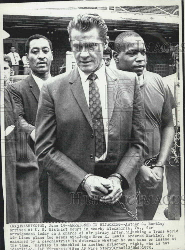 1970 Press Photo Auther G. Barkley,charged with hi-jacking - Historic Images