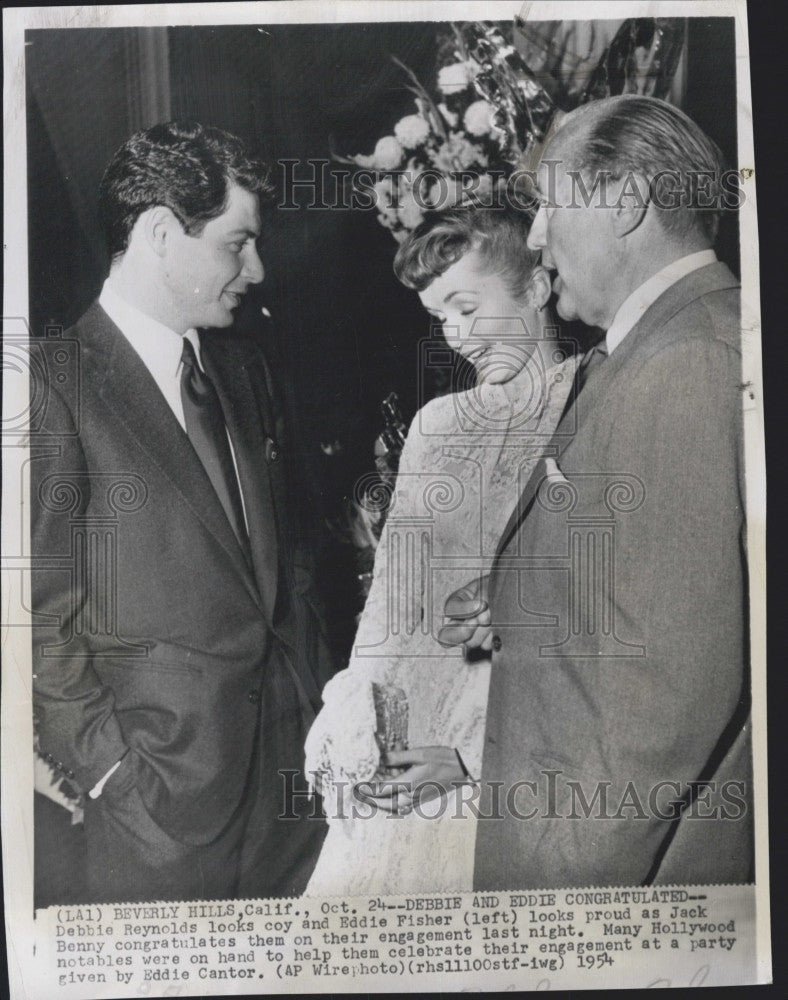 1954 Press Photo Debbie Reynolds, Eddie Fisher, Jack Benny - Historic Images