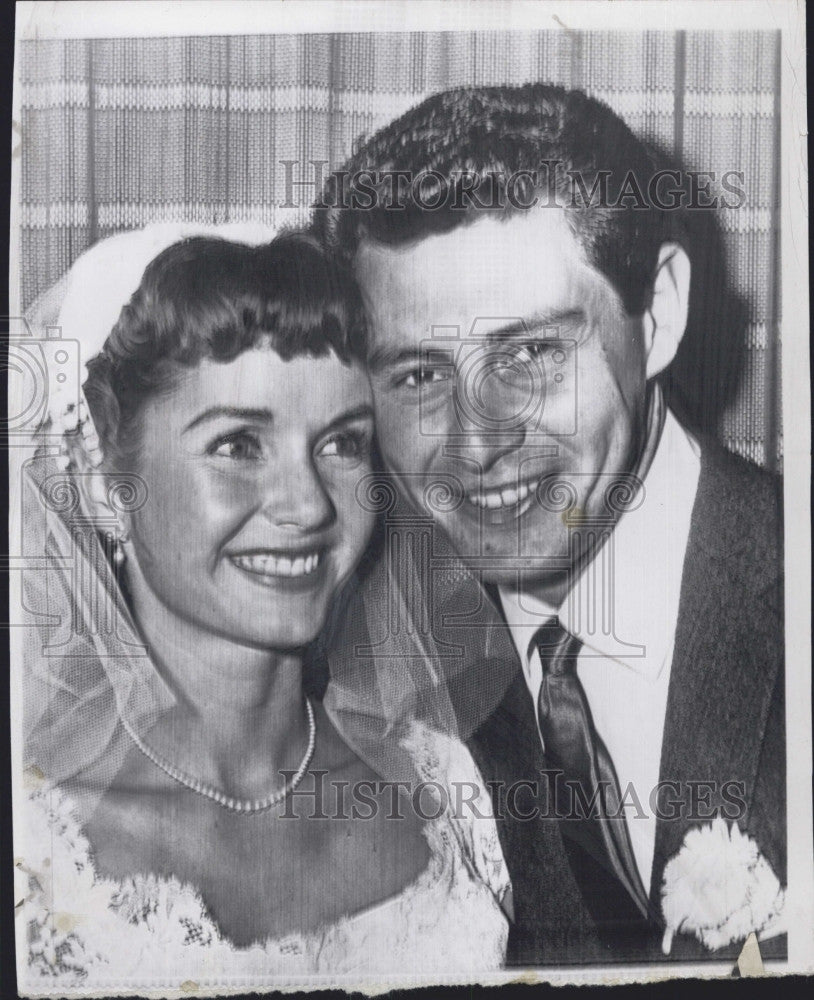 1955 Press Photo actress Debbie Reynolds weds singer Eddie Fisher - Historic Images