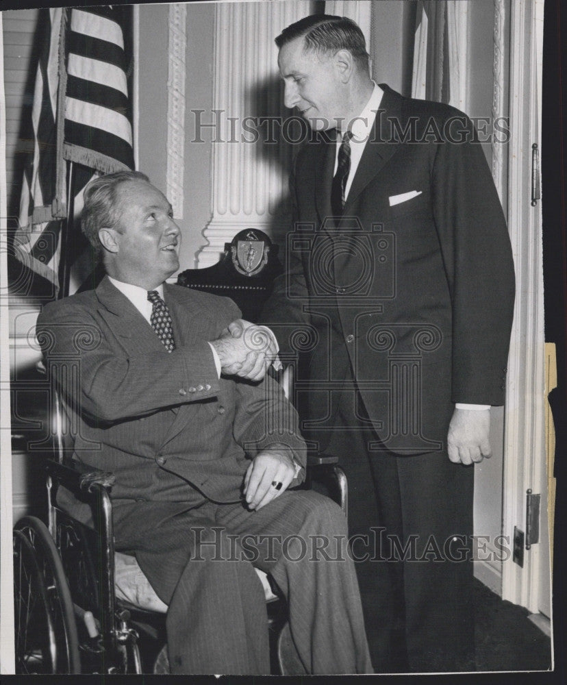 1957 Press Photo  John F. Collins, Registrar of Probate Mass& Gov F Furcolo - Historic Images