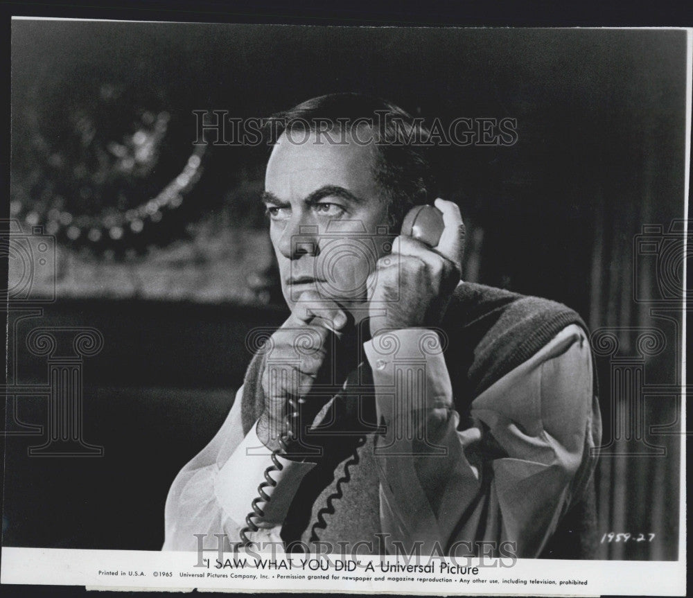 1965 Press Photo Actor John Ireland in &quot;I Saw What You Did&quot; Film - Historic Images