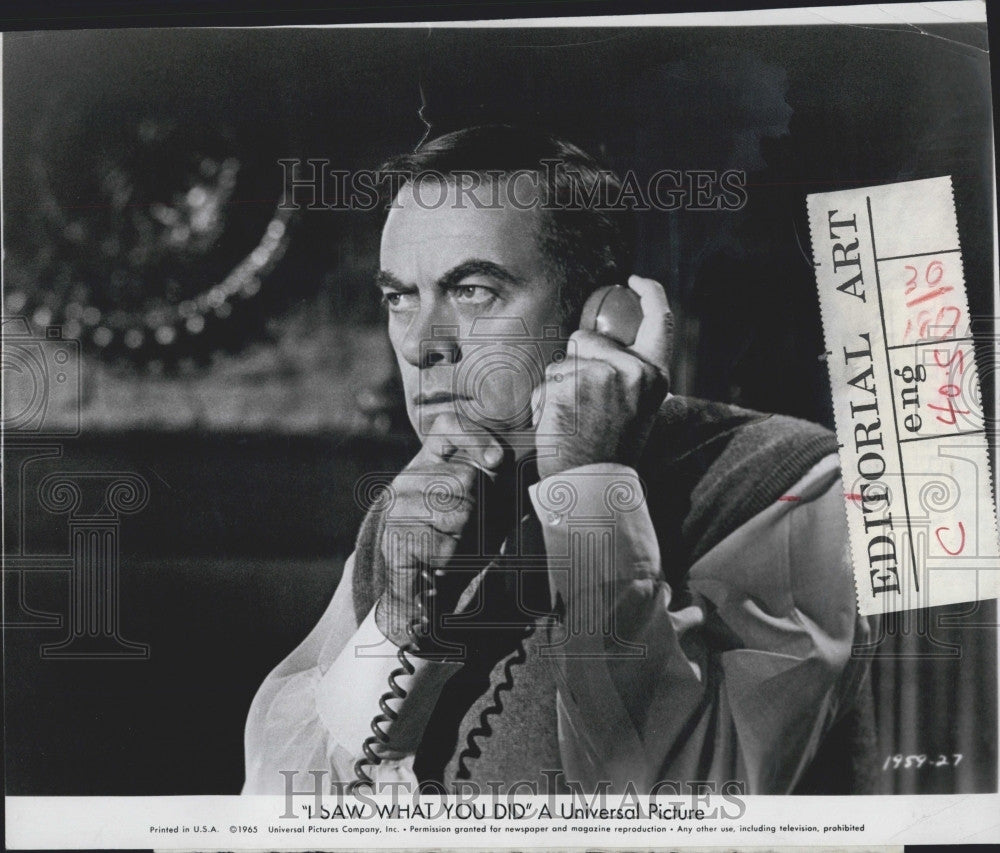 1965 Press Photo Actor John Ireland in &quot;I Saw What You Did&quot; Film - Historic Images