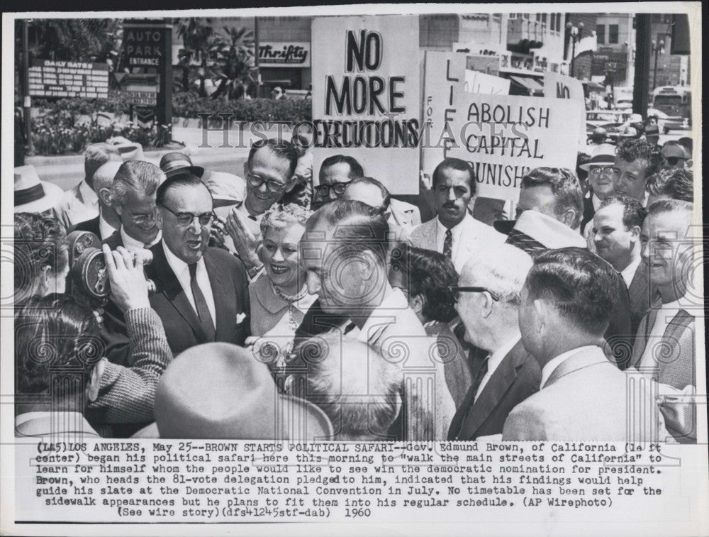 1960 Press Photo Edmund Brown  on the Streets of California - Historic Images