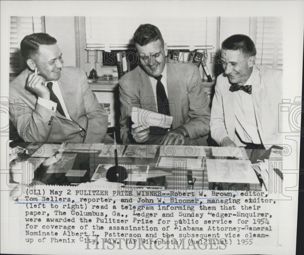 1955 Press Photo Robert W. Brown, TOm Sellers, John Bloomer - Historic Images