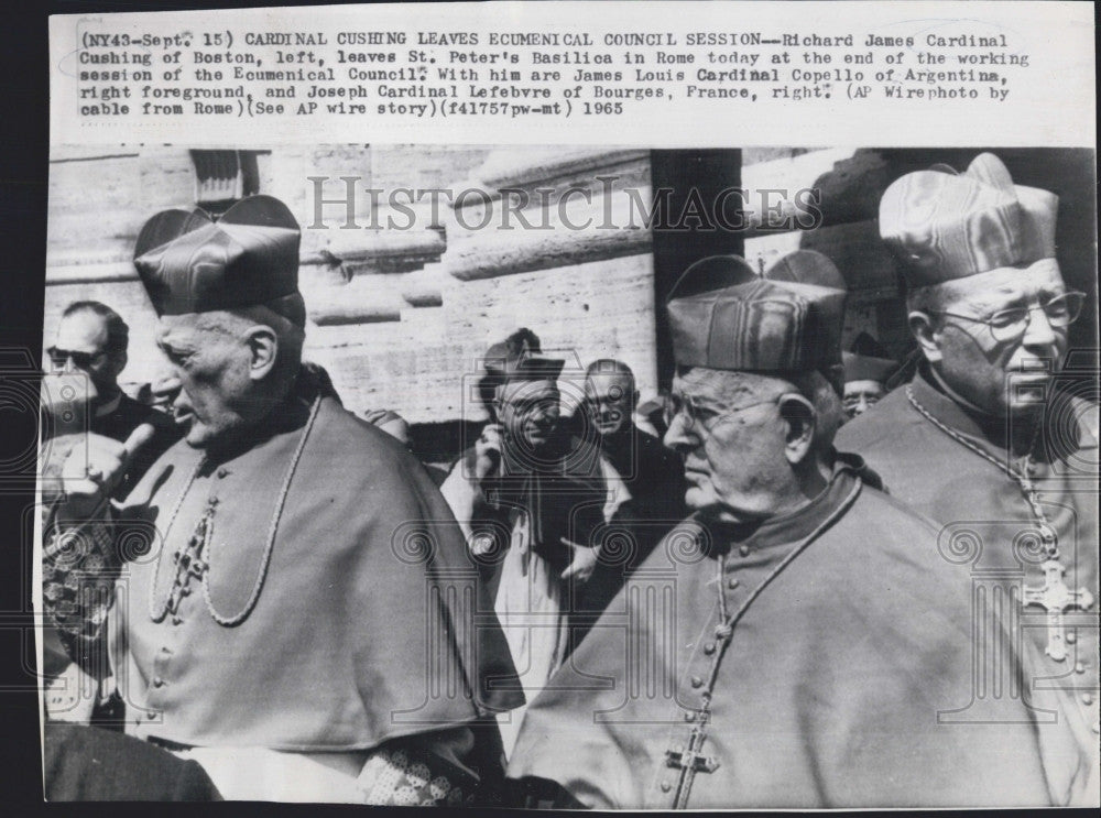 1965 Press Photo Richard Cardinal Cushing in Rome With Copello and Lefebvre - Historic Images