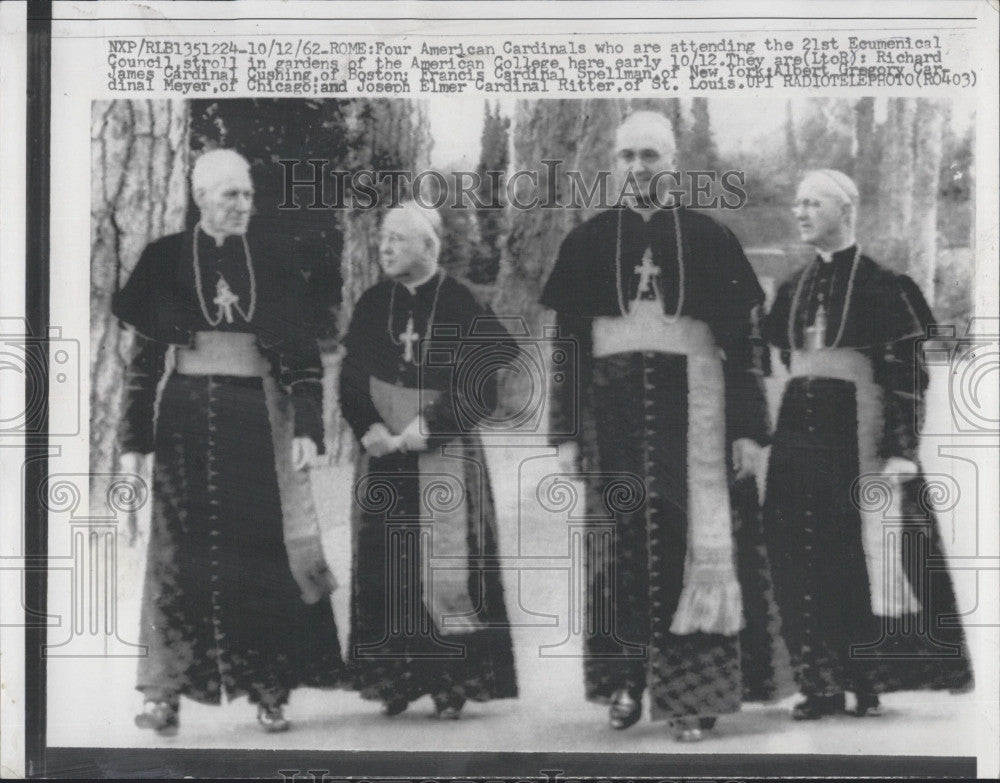 1962 Press Photo Richard Cardinal Cushing, Spellman, Meyer and Ritter in Rome - Historic Images