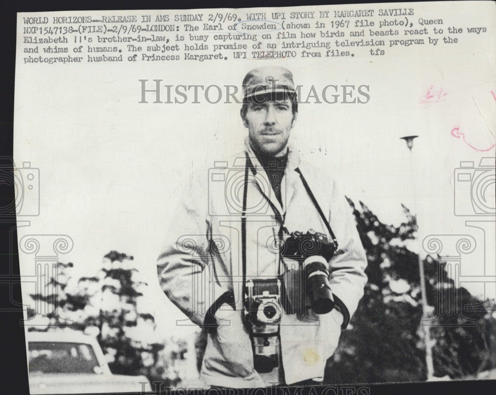 1969 Press Photo The Earl of Snowden,Queen Elizabeth II brother-in-law. - Historic Images