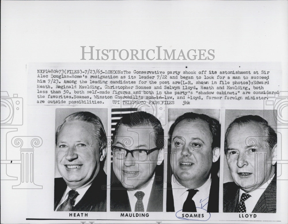 1965 Press Photo Candidate For Prime Minister Edward Heath, Reginald Maulding - Historic Images