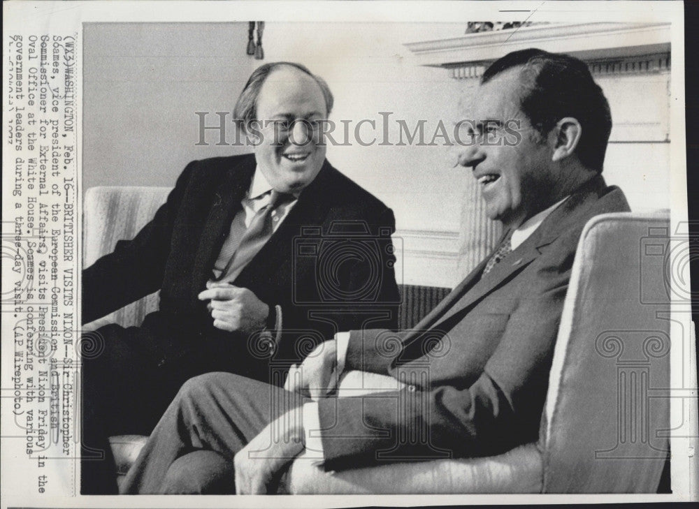 1973 Press Photo Sir Christopher Soames, United Kingdom Visits President Nixon - Historic Images