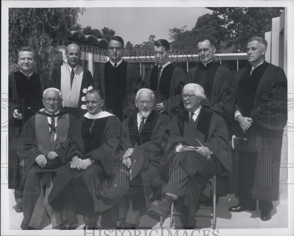 1962 Press Photo Mordecai Kaplan Philip Coombs William Schuman Receive Degrees - Historic Images