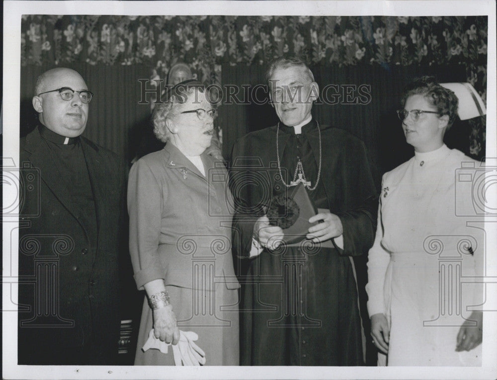 1955 Press Photo Archbishop Cushing, Rev PC Breton,C Dempsey,A Lyons - Historic Images