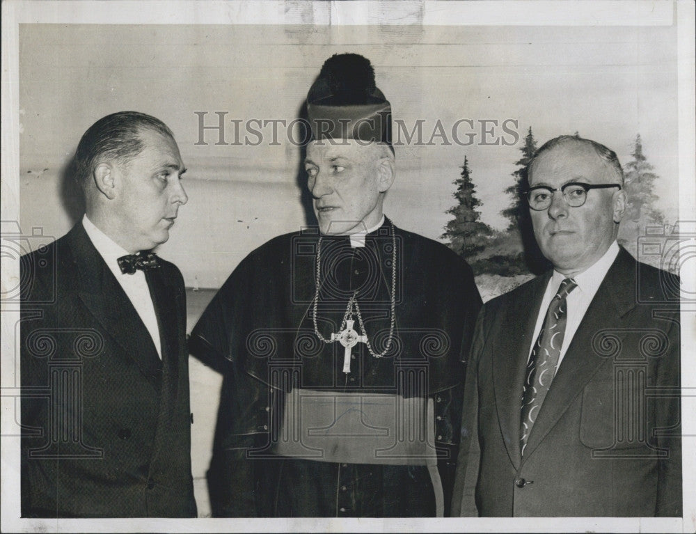 1955 Press Photo Archbishop Cushing, John H McDade &amp; John J Conroy - Historic Images