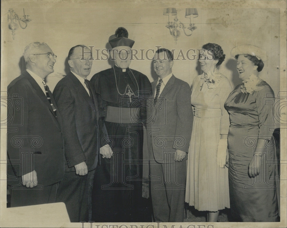 1957 Press Photo Archbishop Cushing, A Di Natale,Lt Gov RF Murphy,JF Galvin, - Historic Images