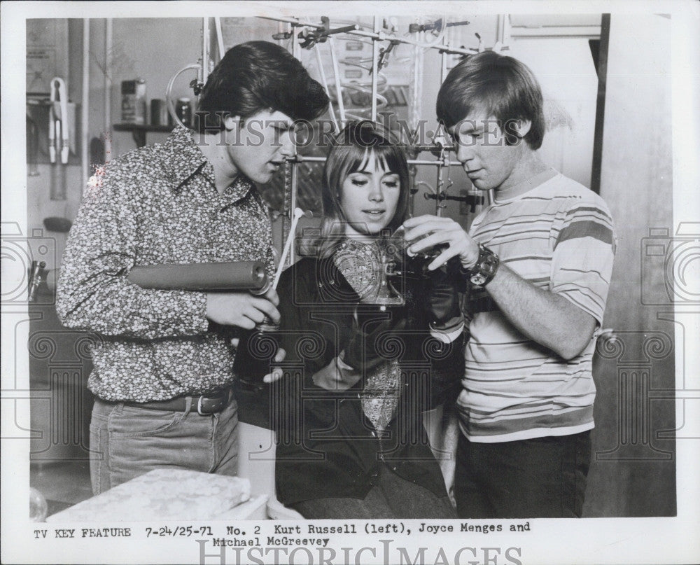 1971 Press Photo Kurt Russell, Joyce Menges, Michael McGreevey - Historic Images