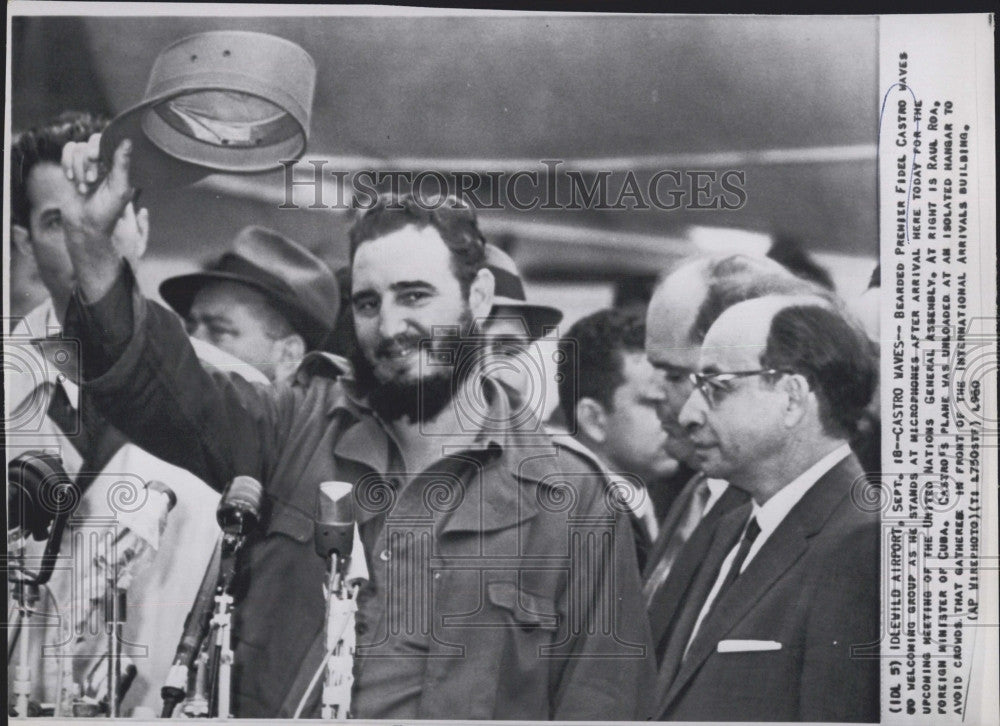 1960 Press Photo Cuban Premier Fidel Castro w/ Raul Roa Cuban Foreign Minister - Historic Images