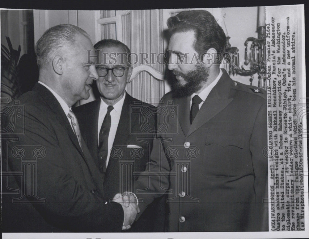 1959 Press Photo Cuban Premier Fidel Castro &amp; Soviet Mikhail Menshikov - Historic Images