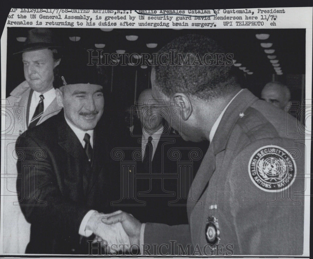 1968 Press Photo Emilio Arenales Catalan of Guatemala at the UN - Historic Images