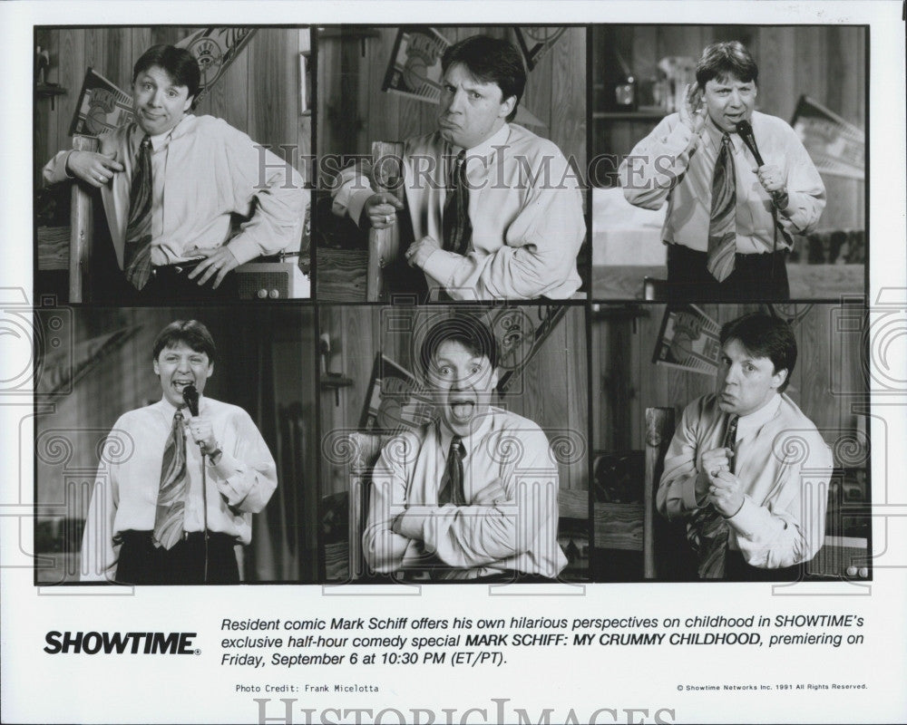 1991 Press Photo Comedian Mark Schiff Showtime special My Crummy Childhood - Historic Images