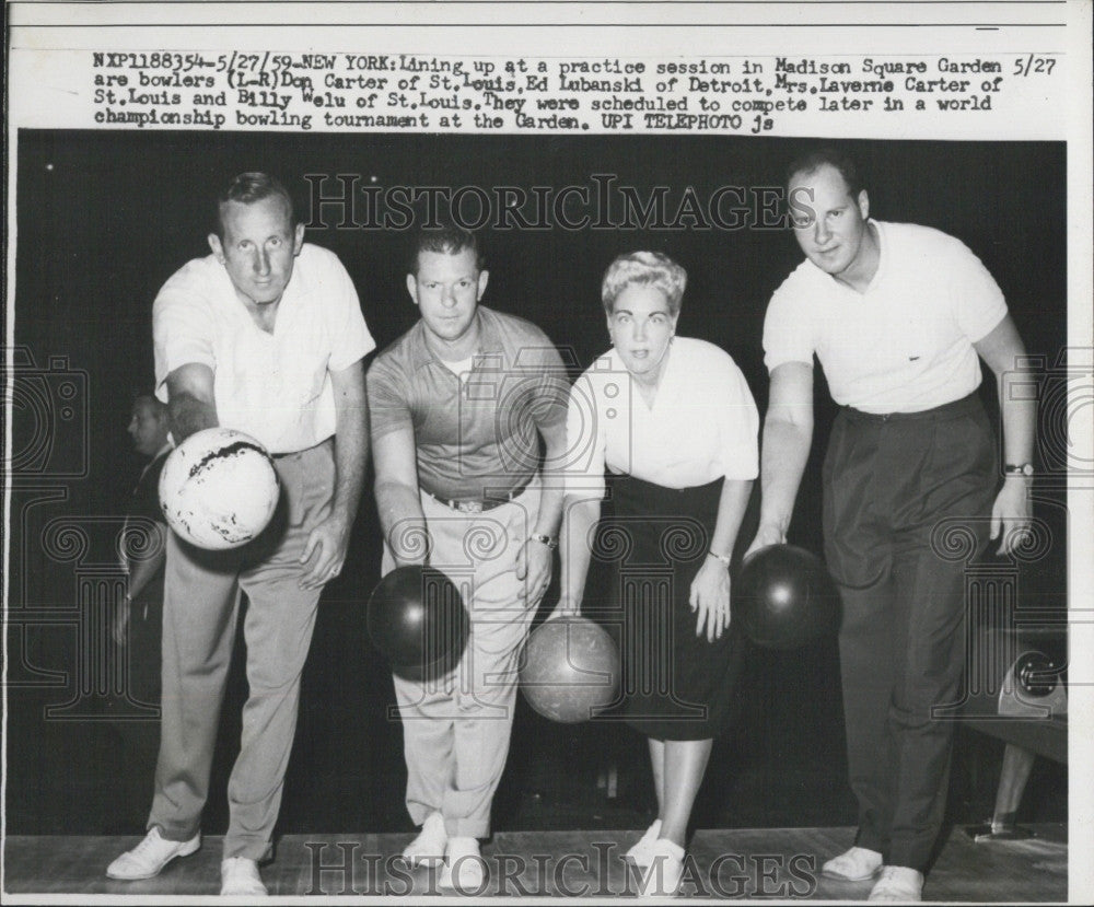 1959 Press Photo bowlers Don Carter, Ed Lubanski, Laverne Carter and Billy Welu - Historic Images