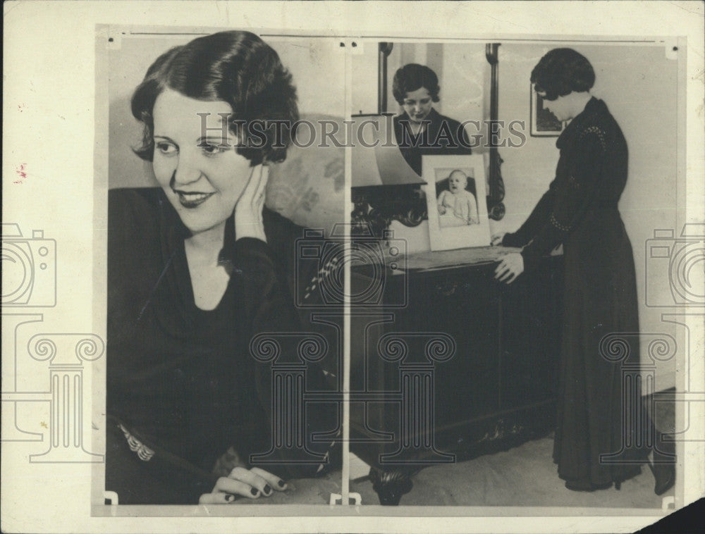 1932 Press Photo actress Sue Carol helps friend adopt baby - Historic Images