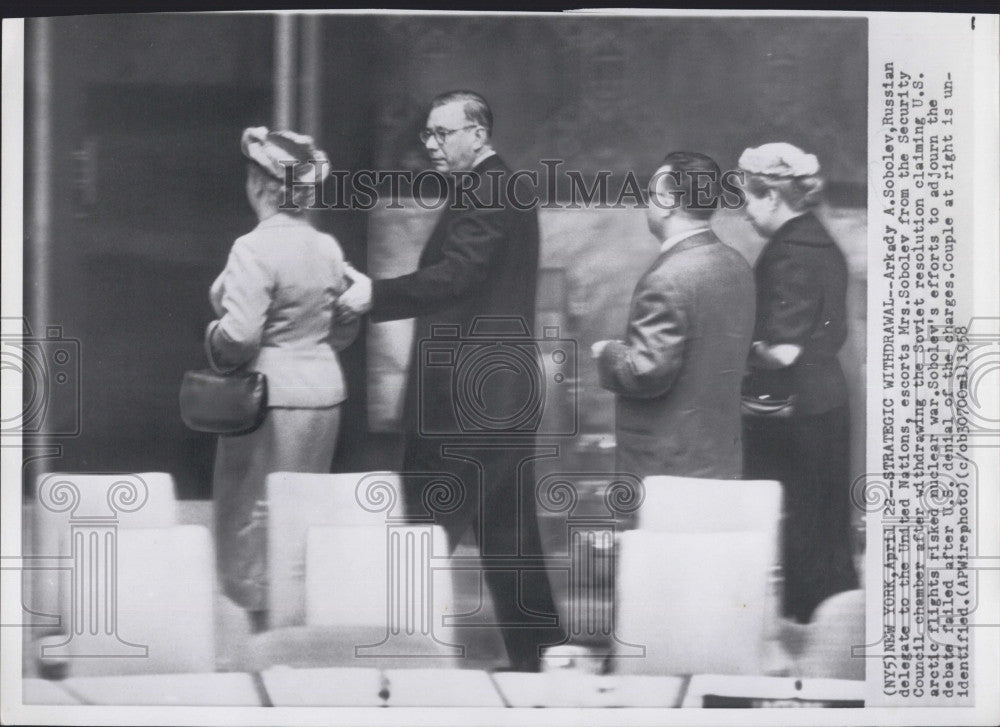 1958 Press Photo Russian UN Delegate Arkady Sobolev Wife - Historic Images