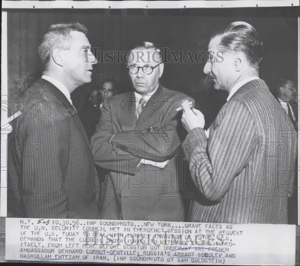 1956 Press Photo UN Security Council Soviet Iran French Members - Historic Images