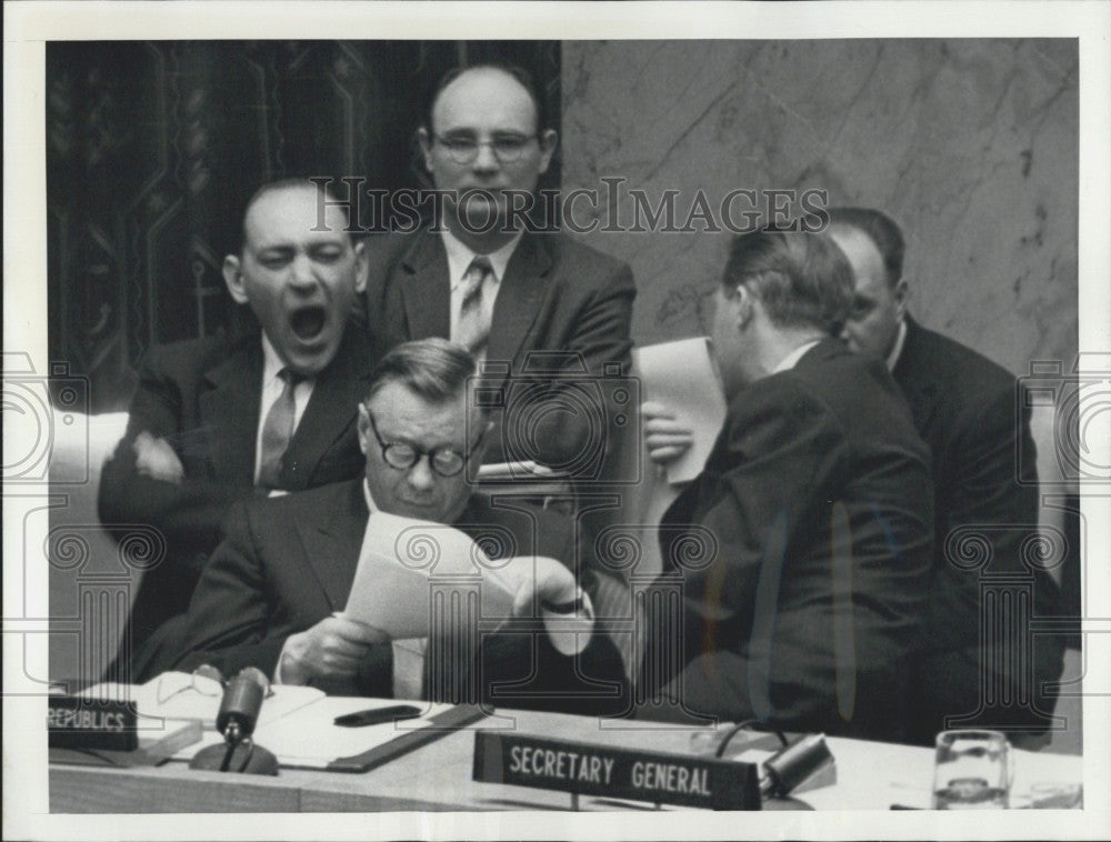 1957 Press Photo UN Security Council Meeting Soviets Arkady Sobolev - Historic Images