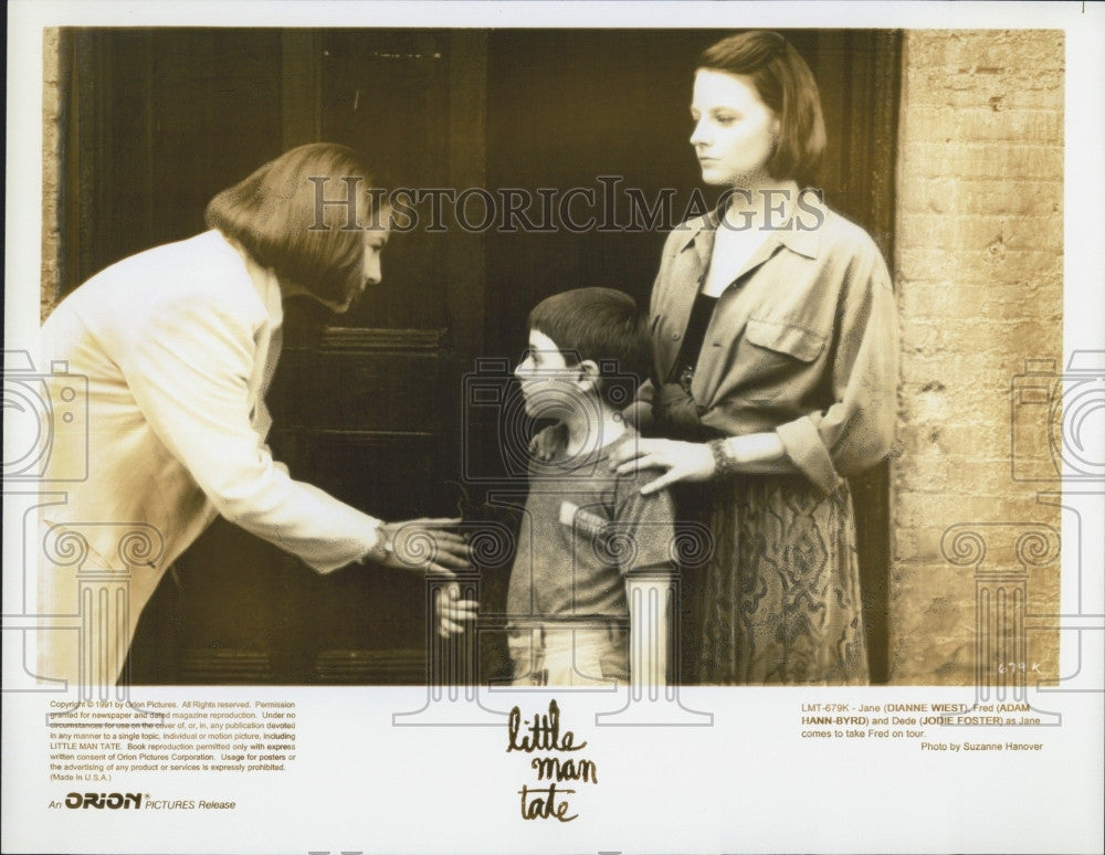 1991 Press Photo Jodie Foster, Adam Hann-Byrd, Ochlan in &quot;Little Man Tate&quot; - Historic Images