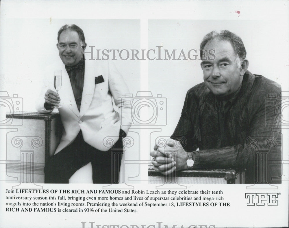 1992 Press Photo Robin Leach in &quot;Lifestyles of the Rich and Famous&quot; - Historic Images