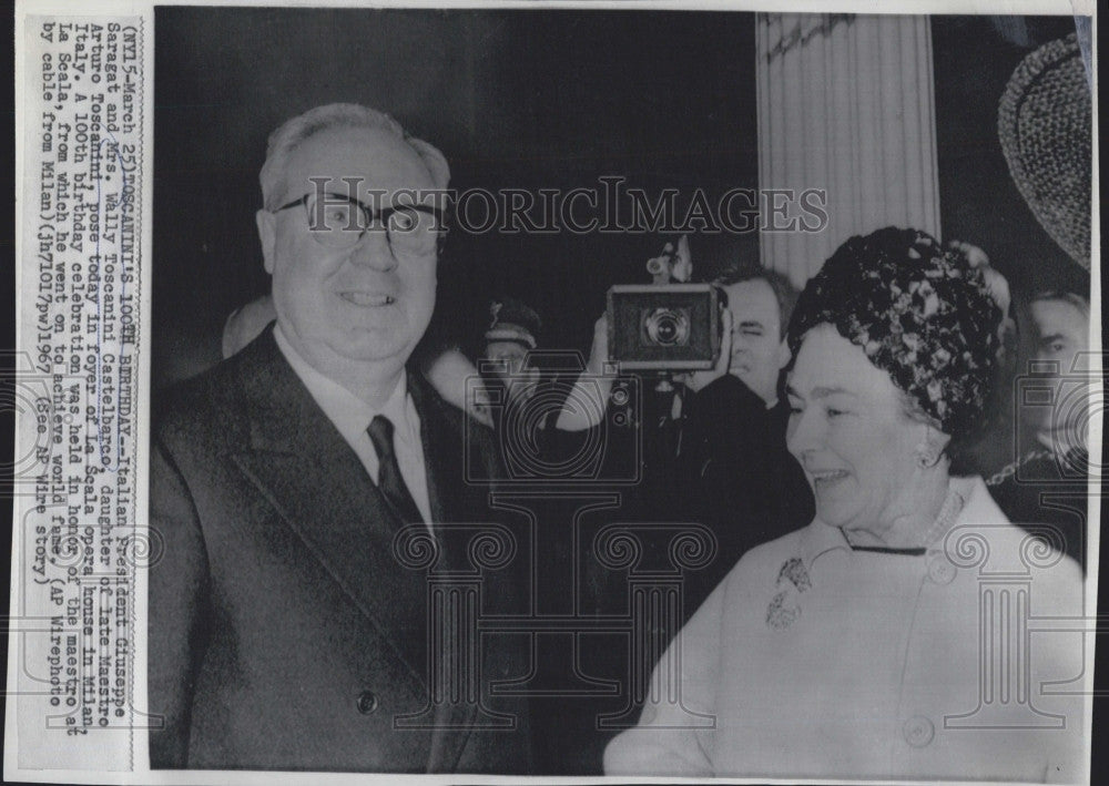 1967 Press Photo Italian President G Saragat &amp; Mrs W T Castelbarco - Historic Images