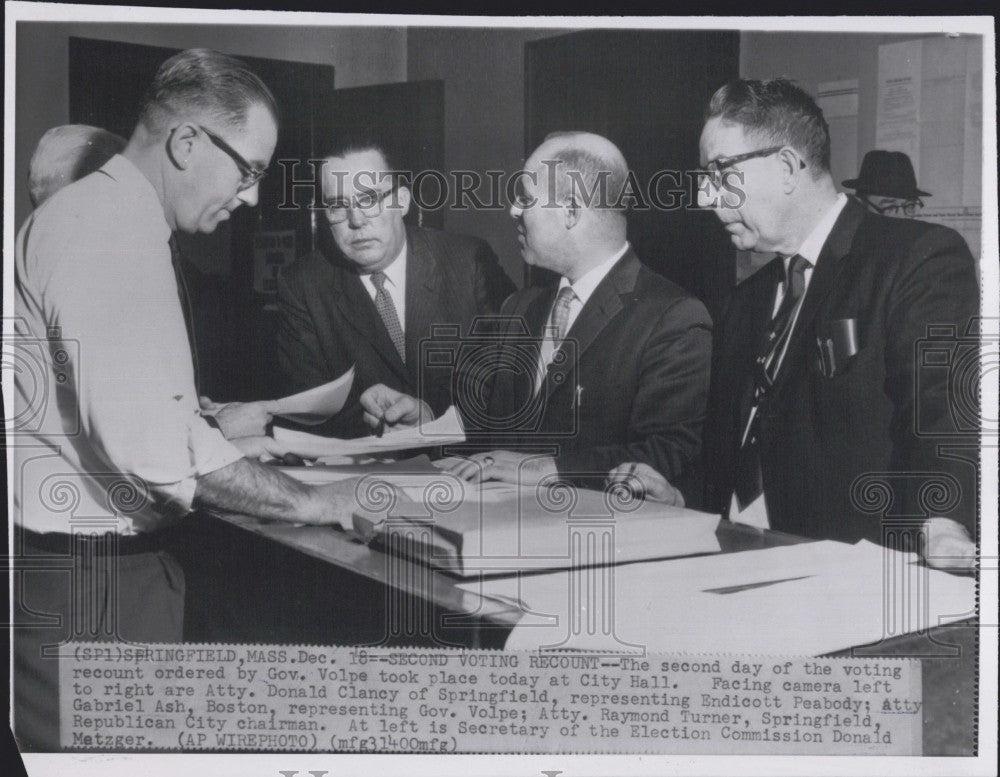 1962 Press Photo Mass Atty D Clancy,G Ash, Atty R Turner,D Metzger - Historic Images