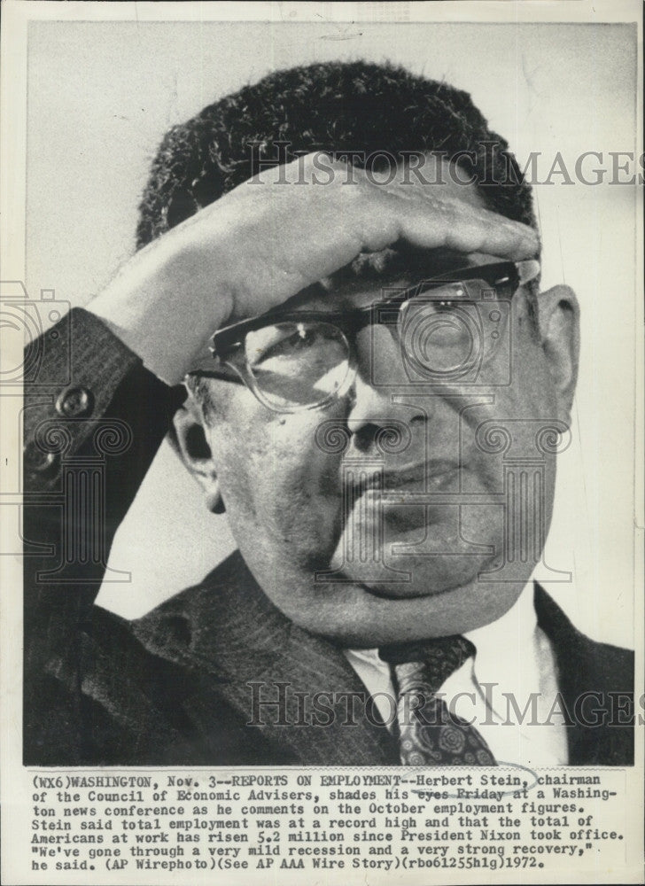 1972 Press Photo Herbert Stein Chairman Of Council Of Economic Advisers - Historic Images