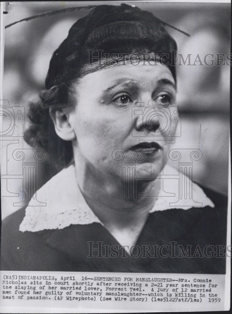 1959 Press Photo Mrs. Connie Nicholas 2-21yrs sentenced fop slaying he lover. - Historic Images