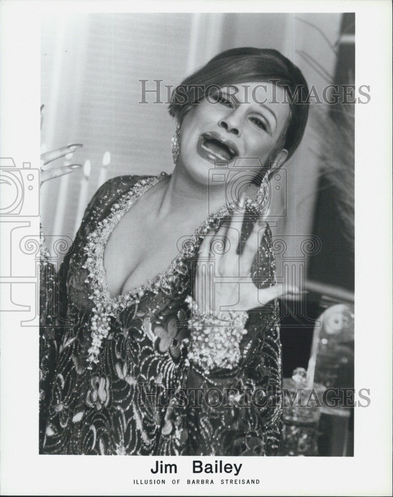 Press Photo Jim Bailey illusion of Barbara Streisand. - Historic Images