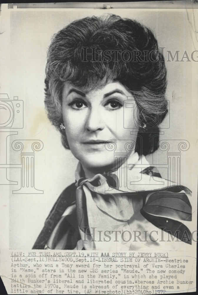 1972 Press Photo Bea Arthur starring on &quot;Maude &quot; - Historic Images