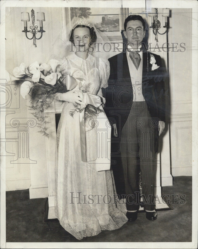 1937 Press Photo Congressman Joseph E Casey MA bride former Constance  Dudley - Historic Images