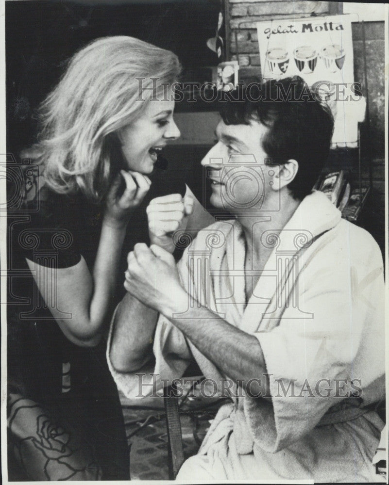 1966 Press Photo Catherine Deneuve and Jean-Paul Cassel in &quot;Male Companion&quot; - Historic Images