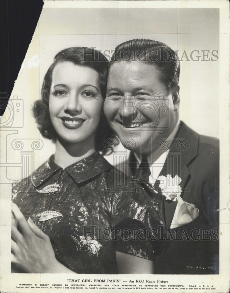 1936 Press Photo Actor Jack Oakie In &quot;That Girl From Paris&quot; - Historic Images