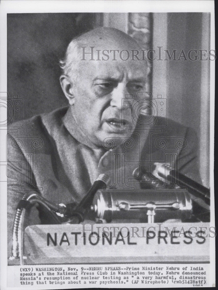 1961 Press Photo India&#39;s Prime Minister Jawabarlal Nehru - Historic Images