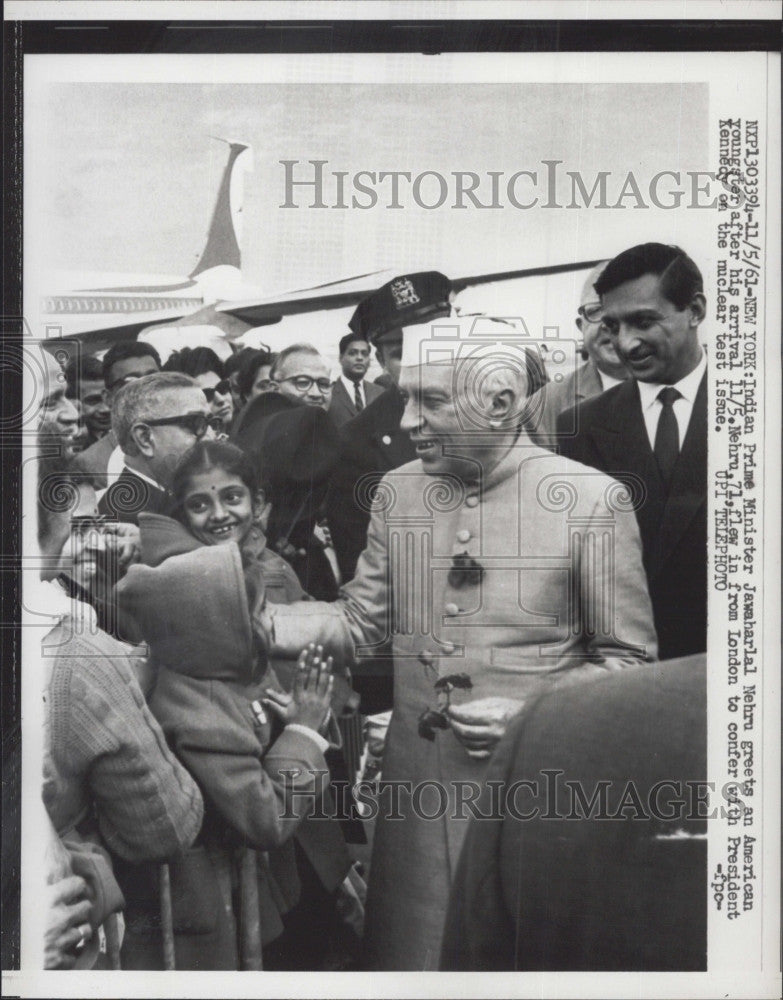 1961 Press Photo India&#39;s Prime Minister Jawabarlal Nehru Arriving in New York - Historic Images