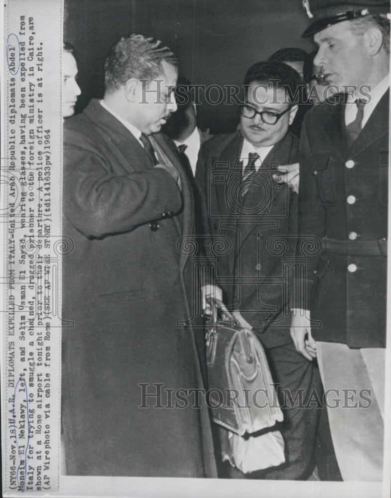 1964 Press Photo Arab Diplomats El Neklawy &amp; El Sayed for Smuggling A Person - Historic Images