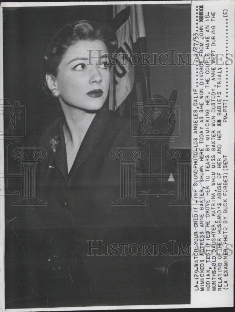 1953 Press Photo actress Anne Baxter divorces John Hodiak - Historic Images