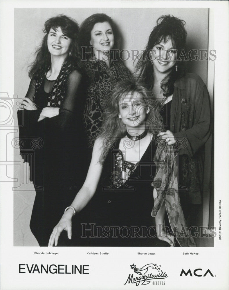 Press Photo Band &quot;Evangeline&quot; Lohmeyer,Stieffel,Leger, McKee on MCA - Historic Images