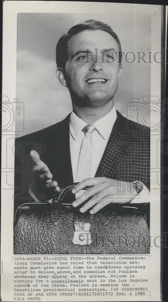 1965 Press Photo Ed Nelson Actor FCC Ruling on Equal Time on the Screen - Historic Images