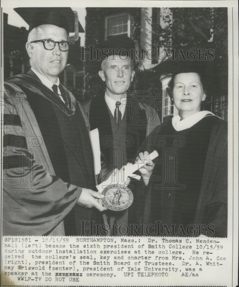 1959 Press Photo Dr. Thomas C. Mendenhall Becomes Smith College President - Historic Images